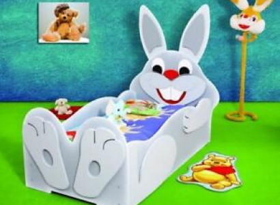 Kinderbett Kinderbett Bett Betten mit Matratze mit Tiermotiv Schlafbett Hase
