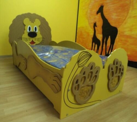 Kinderbett Jugendbett Bett Betten Inkls Matratze Holzbett 90x200cm Tier Löwe Neu