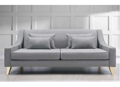 Dreisitzer Sofa 3 Sitzer Sofas Luxus Sitzer Stoff Grau Wohnzimmer Design Modern