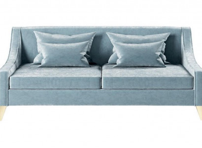 Samt Dreisitzer Sofa 3 Sitz Sofas Stoff Wohnzimmer Polyester Modern Luxus Blau