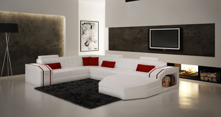 Wohnlandschaft Wohnzimmer Ecksofa Leder Sofa Couch Polster Garnitur