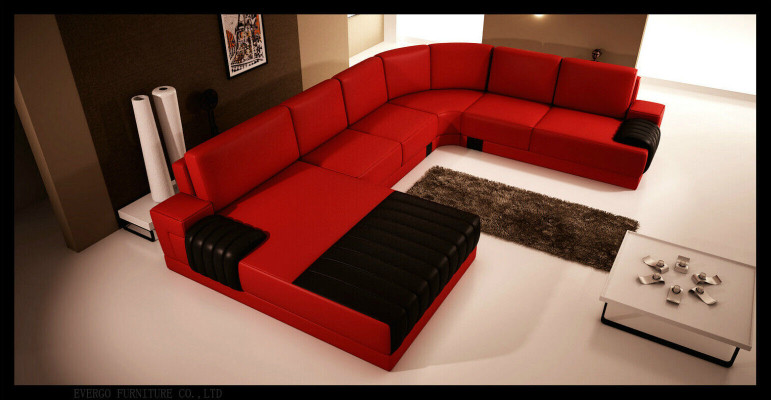 Designer Polster Ledersofa Couch U-Form Modern Wohnlandschaft UForm