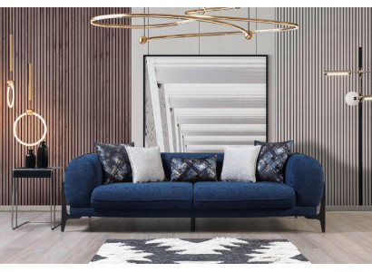 Luxus Dreisitzer Sofa 3 Sitzer Sofas Sitz Design Modern Möbel Couchen Blau Neu