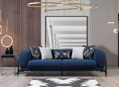 Luxus Dreisitzer Sofa 3 Sitzer Sofas Sitz Design Modern Möbel Couchen Blau Neu