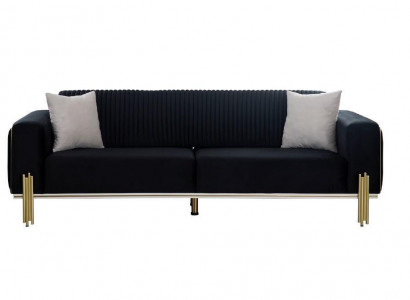 Dreisitzer Couch Möbel Samt Designer Gold Metall Gepolsterte Moderne Couchen Neu