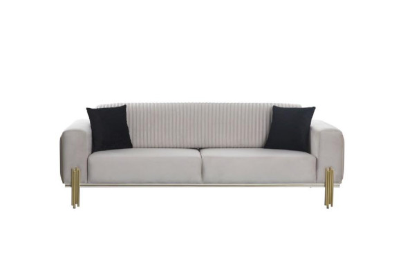 Luxus Sofa 3 Sitzer Couches Sofas Gepolstert Couch Stoff Modern weiß Dreisitzer