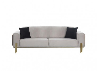 Luxus Sofa 3 Sitzer Couches Sofas Gepolstert Couch Stoff Modern weiß Dreisitzer