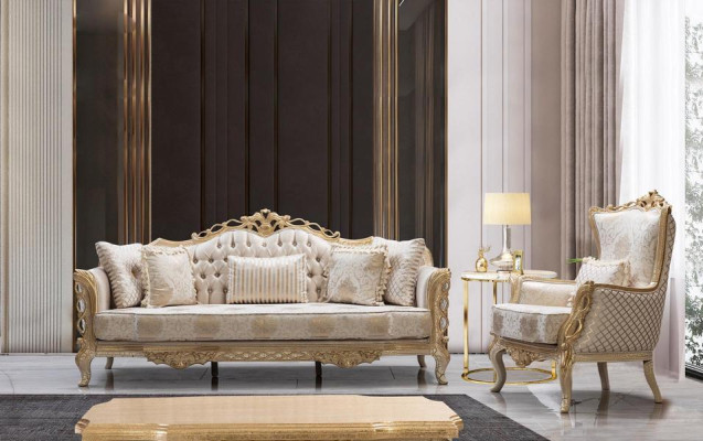 Chesterfield Barock Couch Klassische Wohnzimmer Möbel Komplett Set 5tlg