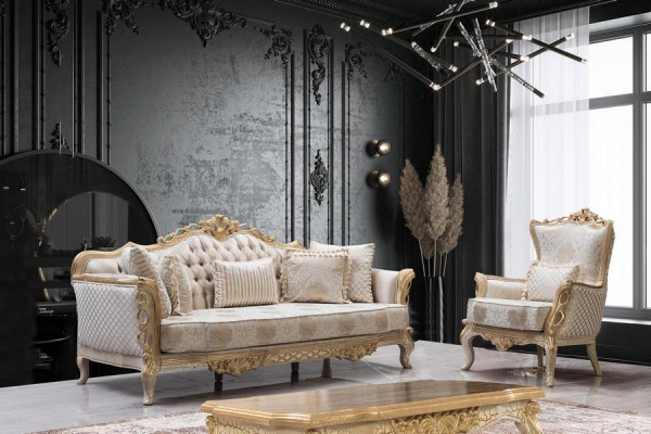 Chesterfield Barock Couch Klassische Wohnzimmer Möbel Komplett Set 5tlg