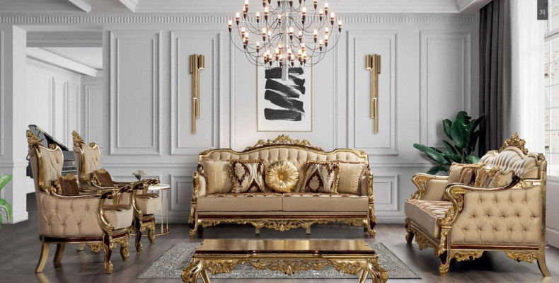 Classic Sofa Set Couchtisch Sessel Couch 5pc Chesterfield Möbel