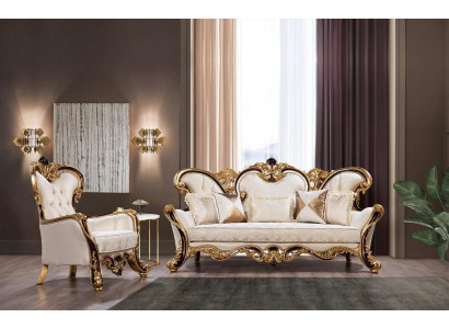 Königliches Sofa Set 3+1 Sitzer Sofa Sessel Klassischer Design Luxus Wohnzimmer
