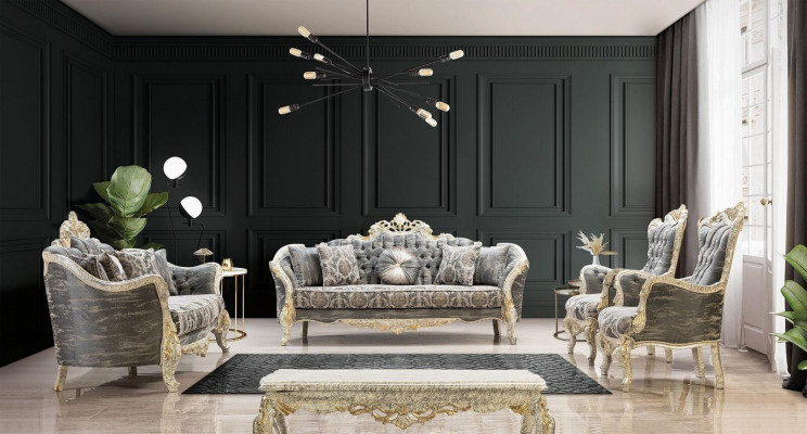 Klassische Chesterfield Barock Couch Wohnzimmer Möbel Komplett Set 5tlg