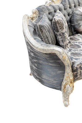 Barock Sofa 3 Sitz Grau Wohnzimmer Klassisch Design Sofa Couch Textil