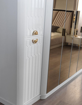 Schlafzimmer Möbel Holz Schrank Kleiderschrank Stil Modern Weiß Neu