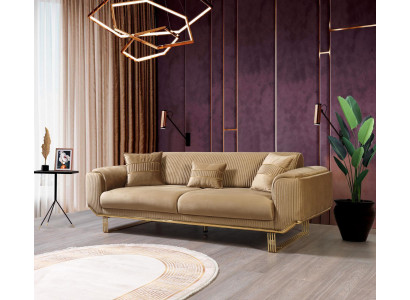 Wohnzimmer Sofas 3 Sitzer Polster Luxus Texti Couch Design Beige Couchen