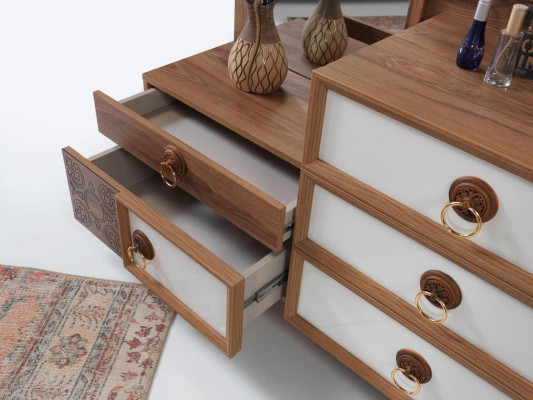 Chambre à Coucher Commode Avec Miroir Bois Meuble Luxe Meuble 2tlg Ensemble Neuf