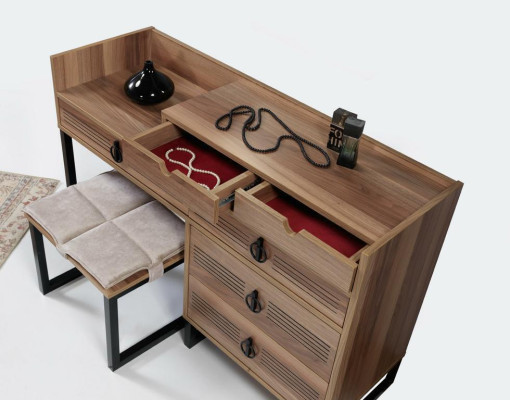 Schlafzimmer Spiegel Kommode Holz Modernes Design Luxus braun neu