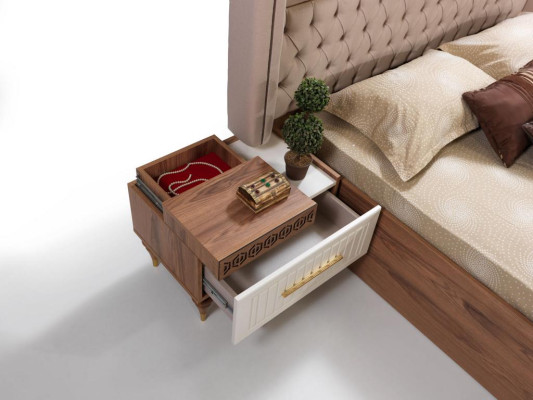 Schlafzimmer Nachttische Material Holz Stil Möbel Braun Neu Luxus