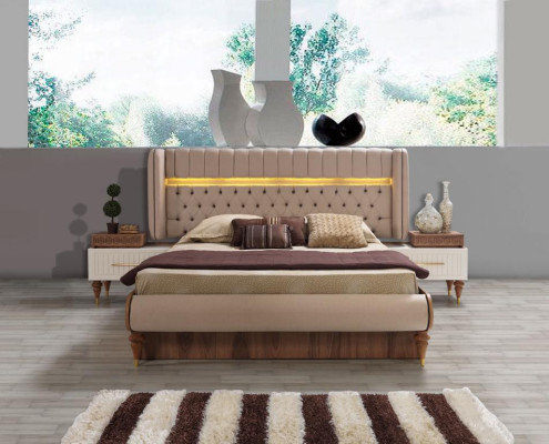 Schlafzimmer Nachttische Material Holz Stil Möbel Braun Neu Luxus