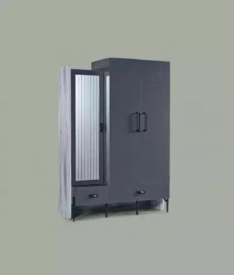 Kleiderschrank Grau Garderobe Schränke Schlafzimmer Holz Möbel Einrichtung 134cm