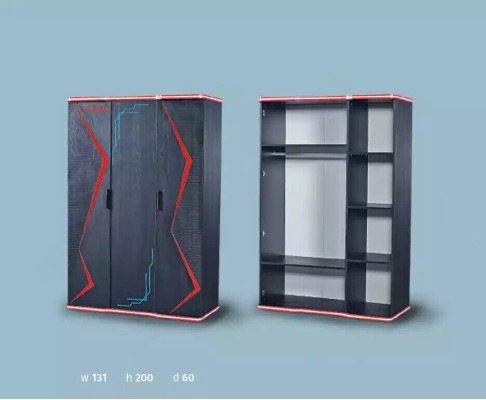 Schwarzer Kleiderschrank Schrank Möbel Schränke Kinderzimmer Holz 131x60x200