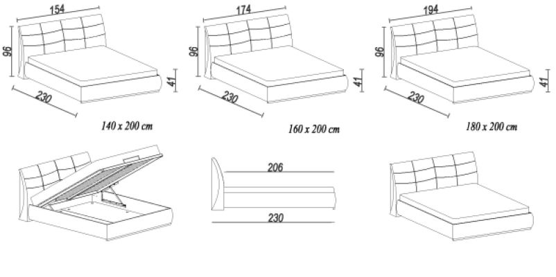 Bett Lederbett Polsterbett Bettkasten Doppel Schlafzimmer Ehebett Betten APOLLOS