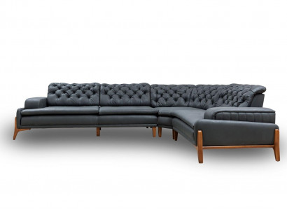 Luxus Ecksofa L-form mit Musiksystem Modern grau Polstermöbel Kunstleder