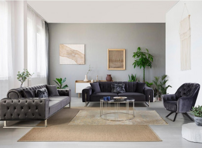 Designer Wohnzimmer Set Sofagarnitur 3+3+1 Sitz Möbel Garnituren 3tlg.