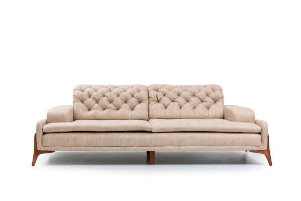 Modern Sofa 3 - Sitzer Designer Beige Farbe Stil 240 cm Wohnzimmer Beige Sofas