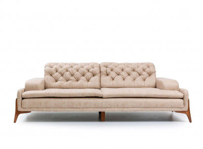 Modern Sofa 3 - Sitzer Designer Beige Farbe Stil 240 cm Wohnzimmer Beige Sofas