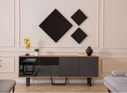 Designer Esszimmer Set 4tlg Sideboard mit 3x Spiegel Modern Stil neu