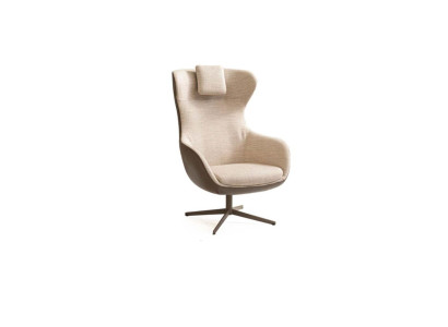 Sessel Ohrensessel Cocktailsessel Einsitzer Stoff Beige Moderne Sitzer