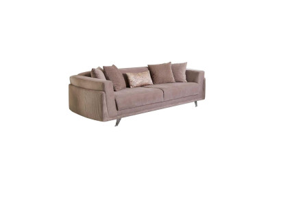 Dreisitzer Couch mit Bettfunktion Sofa 3 Sitzer Beige Stoff Stoffsofa