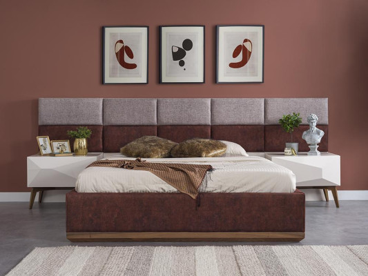 Moderne Schlafzimmermöbel Komplett Einrichtung Design Bett 2x Nachttische