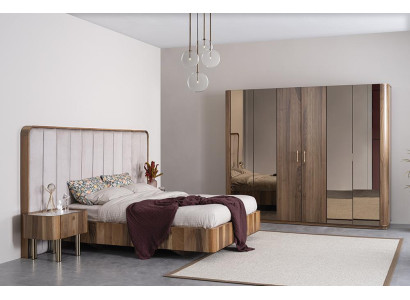Luxus Schlafzimmer Komplett Polster Möbel Doppel Bett Moderne Kleiderschrank