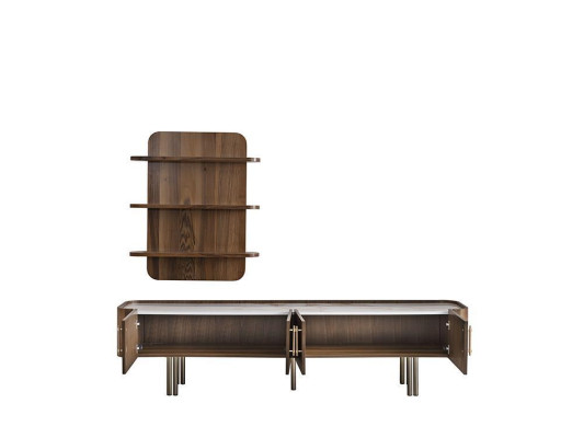 Wohnzimmer Möbel Design Wohnwand Luxus TV Ständer Braun Wandregale