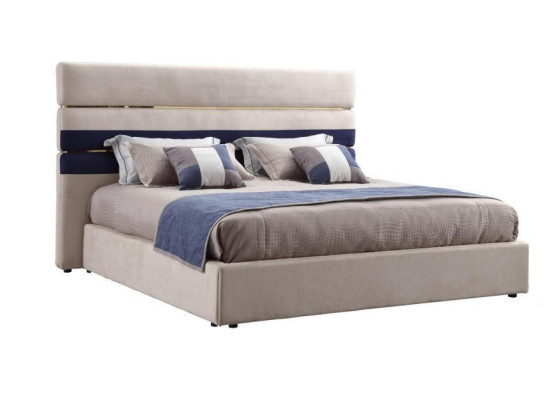 Modernes Designer Doppelbett mit Holz Rahmen Stilvolles Bett New in Beige