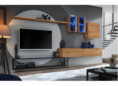Wohnwand Braun Designer Sideboard TV-Ständer Einrichtung Luxus Komplette Neu