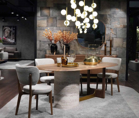 Design Esszimmer Set 5tlg. Modern Einrichtung Holz Tisch 4x Stühle Garnitur Neu