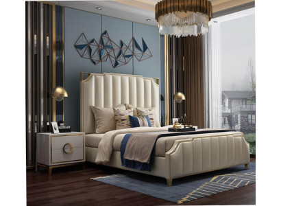 Bett 2x Nachttisch 3 tlg. Schlafzimmer Set Design Modern Luxus Möbel