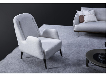 Designer Grauer Sessel Luxus 1 Sitzer Polstersessel Textil Polstersessel