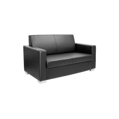 Schwarzes Leder Sofa Zweisitzer Couch Lounge 2-Sitzer Moderner Club 2-er