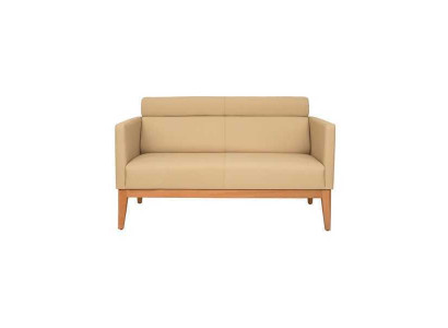 Beiges Büro Sofa Designer 2-Sitzer Polstercouch Kunstleder Luxus Couchen