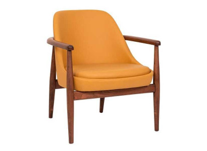 Designer Orange Polster Stuhl Esszimmerstühle Holzgestell Einsitzer