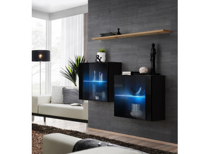 Designer Möbel Schwarz Luxus Wandschrank Wohnzimmermöbel Wand Regal