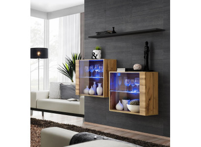Modern Möbel Luxus Wohnwand 130 cm Wohnzimmer Einrichtung Komplette Set 3tlg.