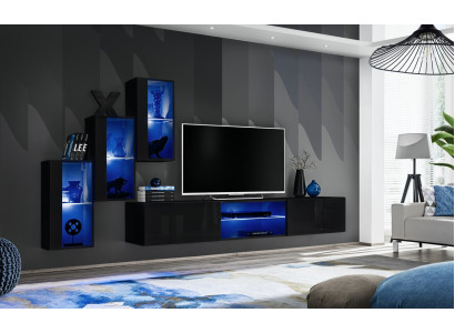 Luxus 3x Wandschrank Möbel Einrichtung Wohnzimmermöbel Schwarz Wand Regale