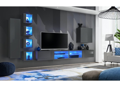 Wohnwand Luxus 3x Wandschrank Möbel Einrichtung Wohnzimmermöbel Schwarz Regale