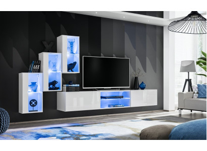 Wohnwand Luxus Neu Wohnzimmer Set 210 cm Einrichtung Wand Regale Modern