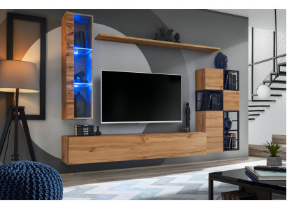 Holzmöbel Braun Design Wohnwand TV Ständer Einrichtung Wohnzimmermöbel Garnitur